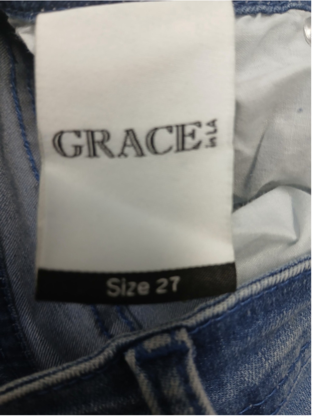 Grace in LA Retro 70's Flare Mid Rise Three Tone Penny Lane Jeans Boho Chic 27 - Picture 4 of 7